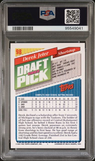 1993 Topps #98 Derek Jeter PSA 8