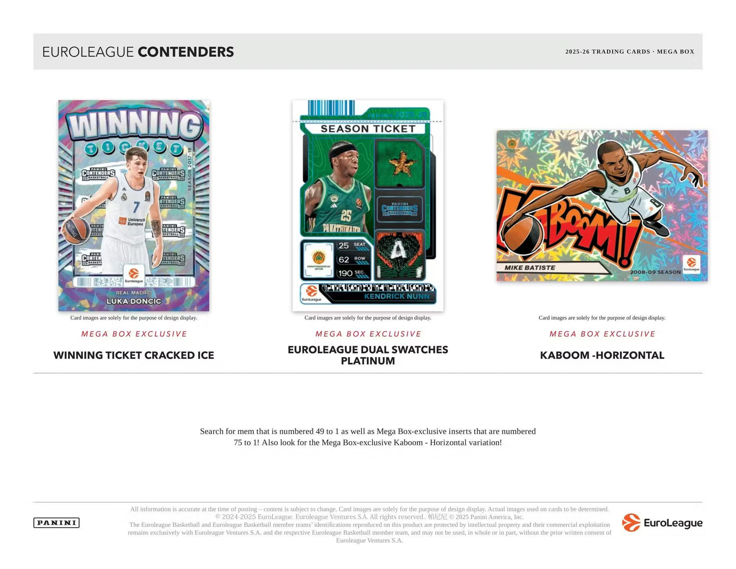 2025/26 Panini Contenders EuroLeague Basketball Hobby Mega Box