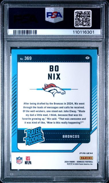 2024 Panini Donruss #369 Bo Nix Optic Pink Preview PSA 10