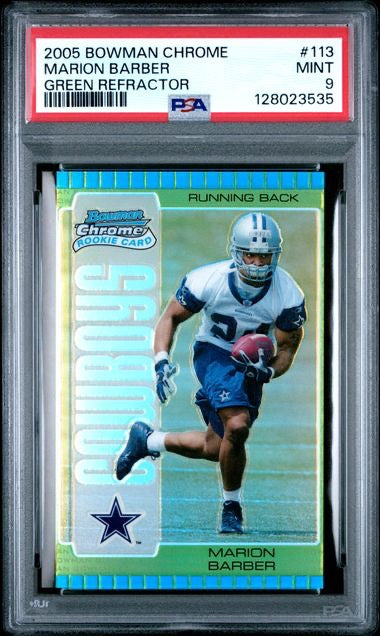 2005 Bowman Chrome #113 Marion Barber Green Refractor /399 PSA 9