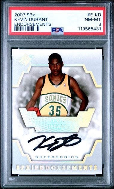 2007 SPx #E-KD Kevin Durant Endorsements Autograph PSA 8