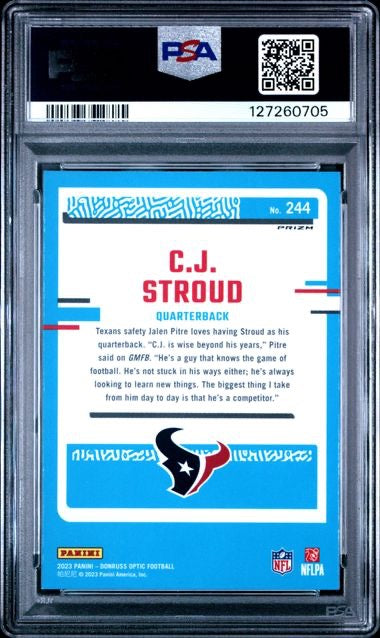 2023 Panini Optic #244 Cj Stroud Green Hyper Rated Rookie RC PSA 10