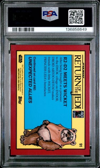 2023 Return of The Jedi Sapphire #91 R2-DR Meets Wicket Green /60 PSA 10