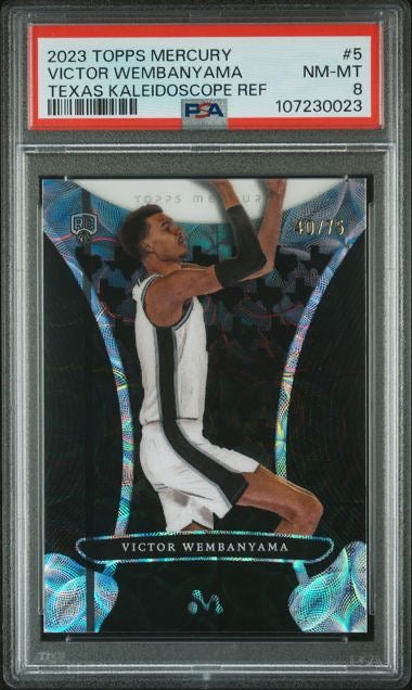 2023 Topps Mercury #5 Victor Wemanyama Texas Kaleidoscope Refractor /75 PSA 8