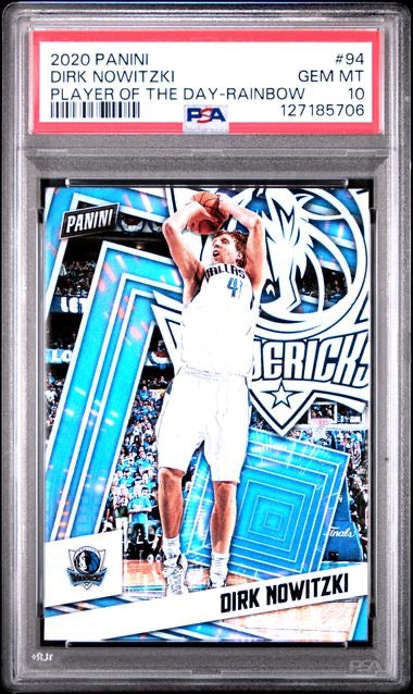 2020 Panini #94 Dirk Nowitzki Player of The Day-Rainbow PSA 10