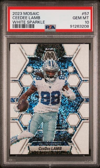 2023 Panini Mosaic #57 Ceedee lamb White Sparkle PSA 10