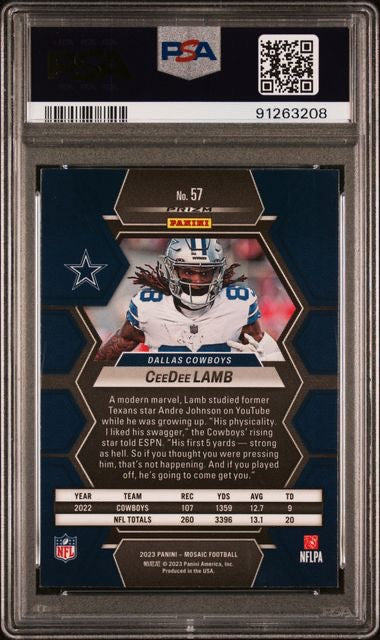 2023 Panini Mosaic #57 Ceedee lamb White Sparkle PSA 10