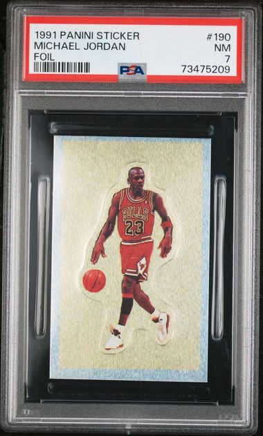 1991 Panini Sticker #190 Michael Jordan Foil PSA 7