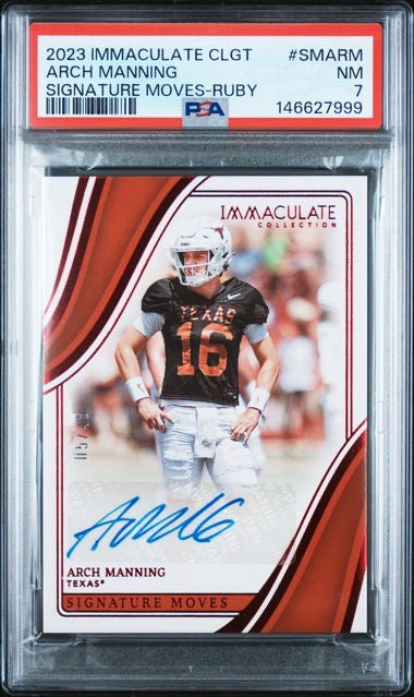 2023 Immaculate Collegiate Arch Manning Signature Moves Ruby /49 PSA 7