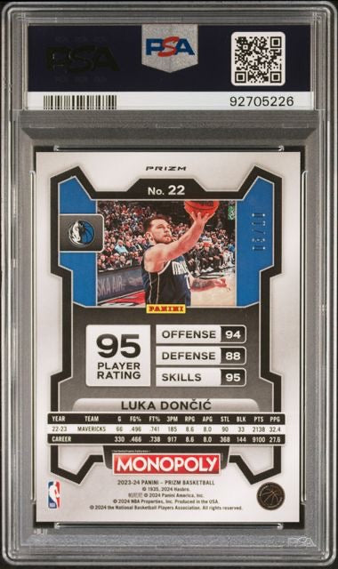 2023 Prizm Monopoly #22 Luka Doncic Gold Wave Millionaire /10 PSA 9