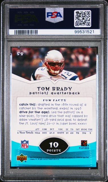2004 Upper Deck Power Up! #58 Tom Brady PSA 9