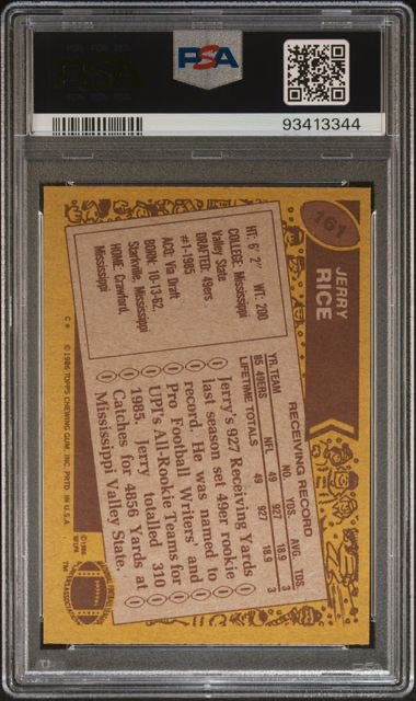 1986 Topps #161 Jerry Rice Rookie RC PSA 8