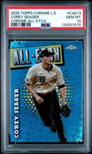 2025 Topps Chrome Logofractor #CAE13 Corey Seager All-Etch PSA 10