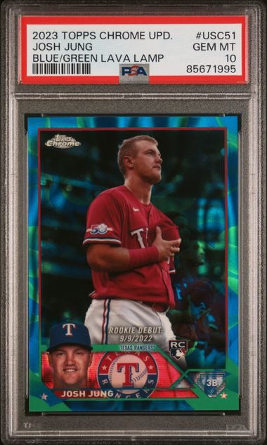 2023 Topps Chrome Update #USC51 Josh Jung Green/Blue Lava Lamp /125 PSA 10