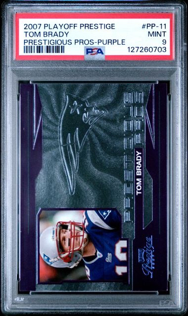 2007 Playoff Prestige #PP-11 Tom Brady Prestigious Pros Purple /250 PSA 9