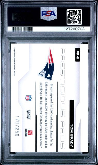 2007 Playoff Prestige #PP-11 Tom Brady Prestigious Pros Purple /250 PSA 9