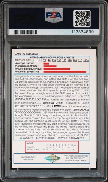 1992 Arena Kid Griffey #5 Ken Griffey Holograms-Superstars PSA 7