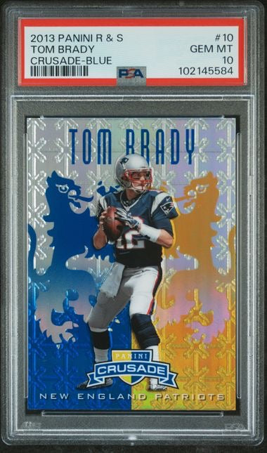 2013 Panini Rookies and Stars #10 Tom Brady Crusade Blue PSA 10