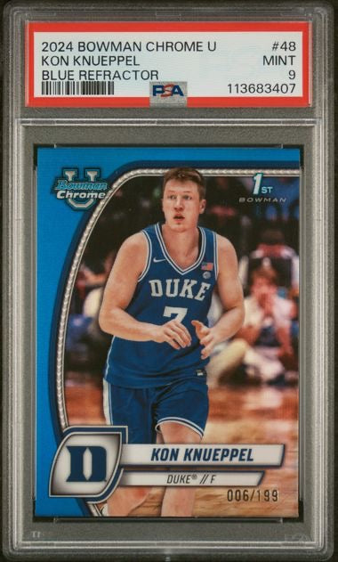 2024 Bowman Chrome U #48 Kon Knueppel 1st Bwoman Blue /199 PSA 9
