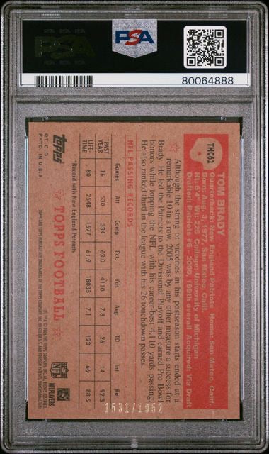 2006 Topps Heritage #THC62 Tom Brady Chrome /1952 PSA 9