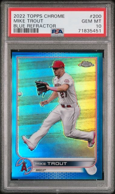 2022 Topps Chrome #200 Mike Trout Blue Refractor /150 PSA 10
