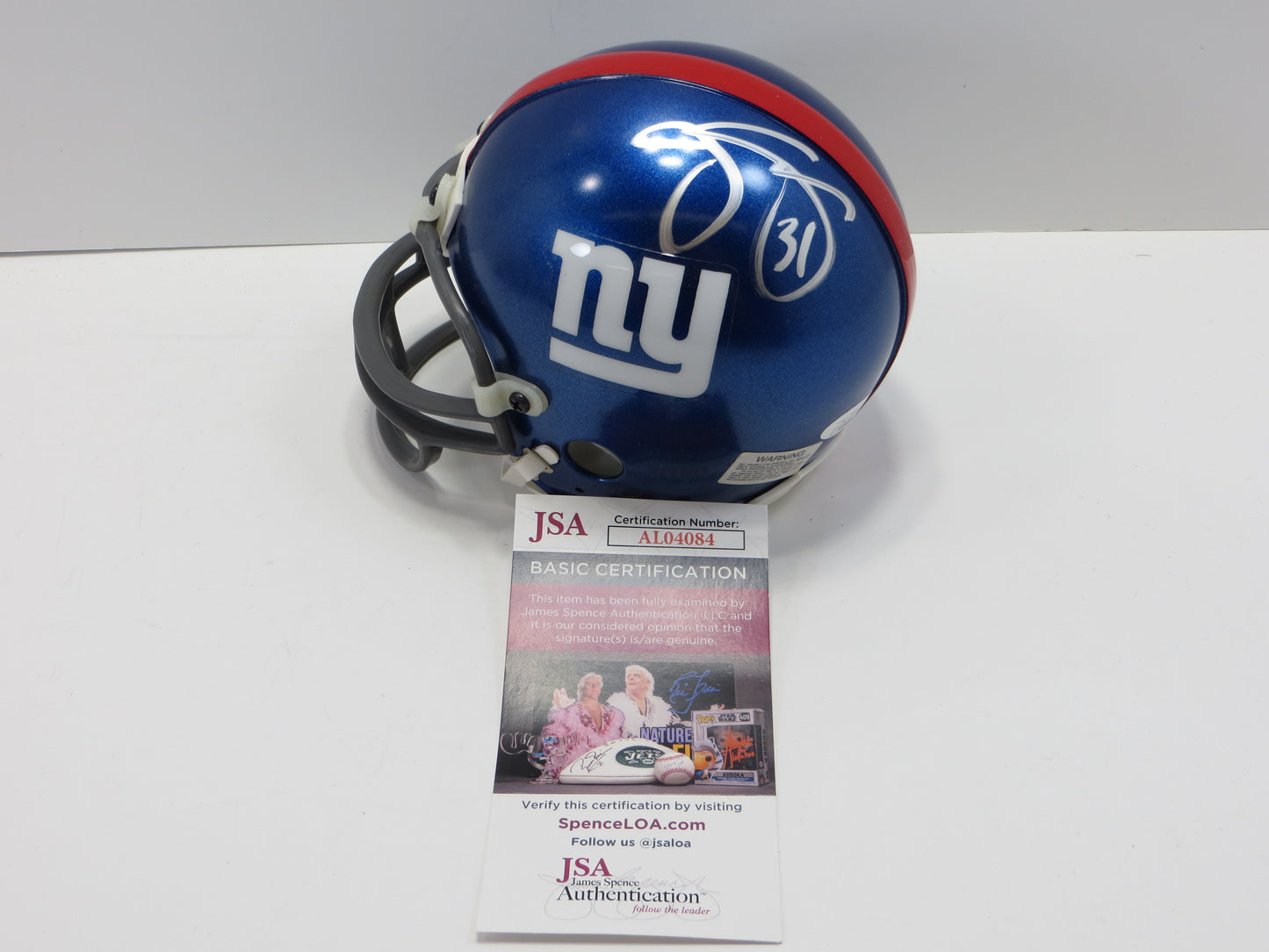 JASON SEHORN SIGNED NEW YORK NY GIANTS RIDDELL MINI HELMET JSA COA