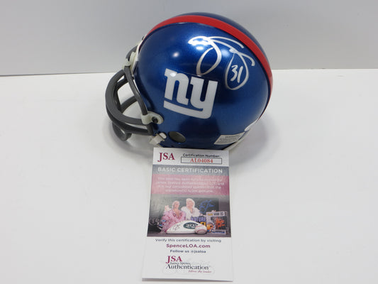 JASON SEHORN SIGNED NEW YORK NY GIANTS RIDDELL MINI HELMET JSA COA