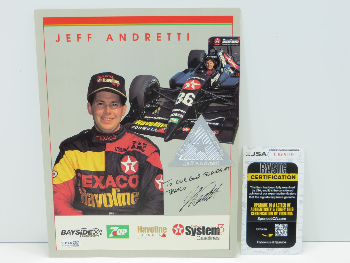 JEFF ANDRETTI SIGNED NASCAR 8x10 JSA