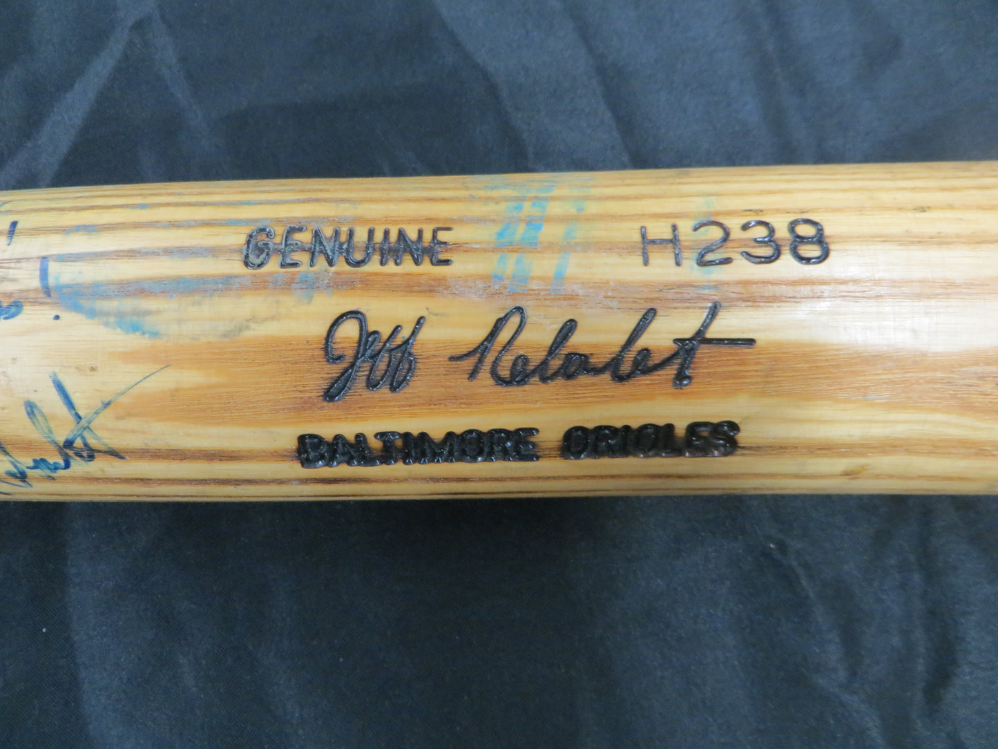 JEFF REBOULET BALTIMORE ORIOLES SIGNED GAME USED Louisville Slugger BAT JSA COA