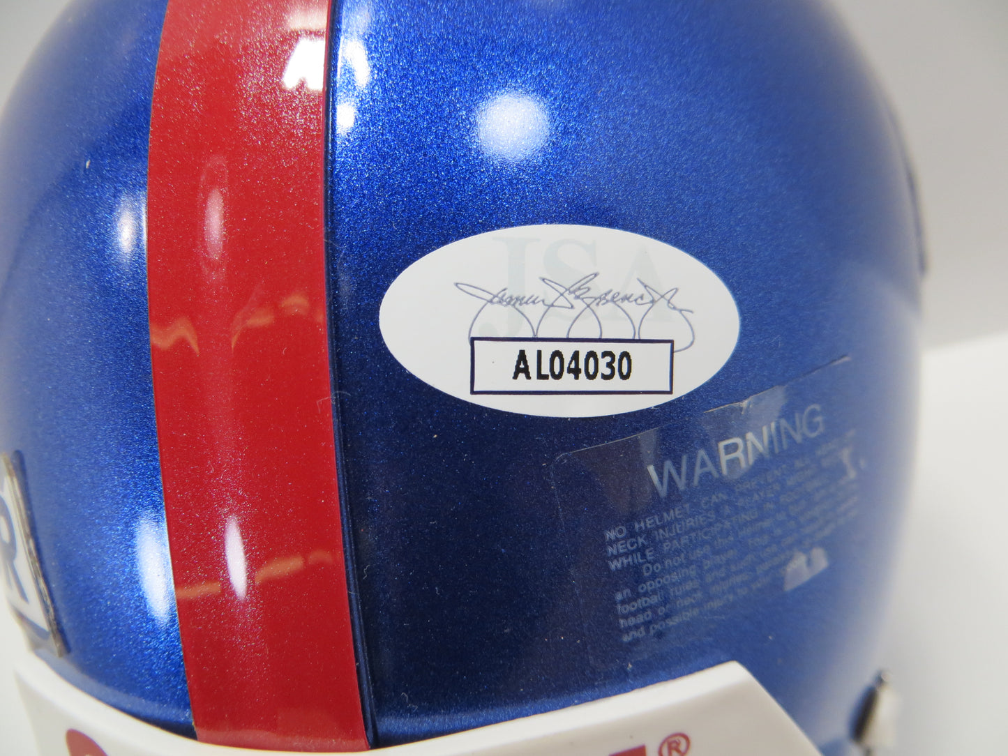 JERMEY SHOCKEY SIGNED NEW YORK NY GIANTS MINI HELMET Miami Hurricanes JSA