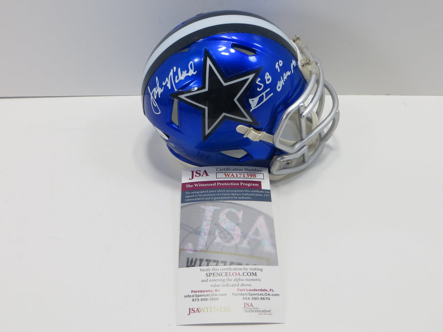 JOHN NILAND SIGNED DALLAS COWBOYS FLASH MINI HELMET w/SB VI CHAMPS JSA COA