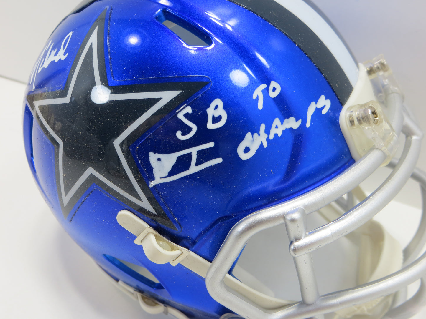 JOHN NILAND SIGNED DALLAS COWBOYS FLASH MINI HELMET w/SB VI CHAMPS JSA COA