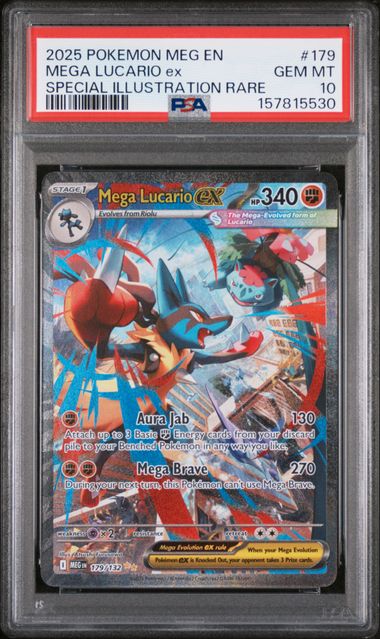 2025 Pokemon - Mega Lucario ex (SIR) - 179/132 Mega Evolution PSA 10