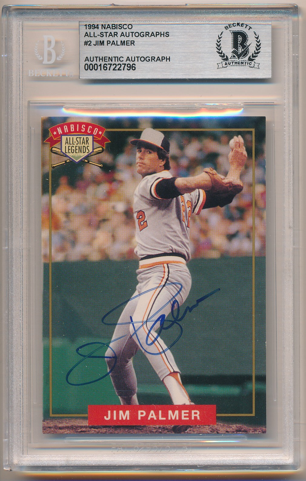 1994 NABISCO ALL-STAR AUTOGRAPHS #2 JIM PALMER AUTHENTIC BGS AUTO