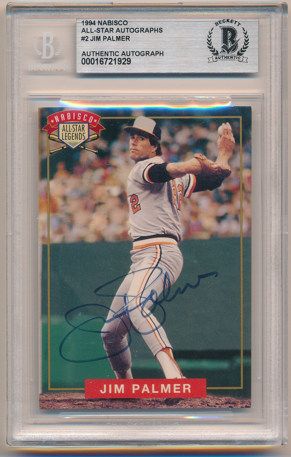 1994 NABISCO ALL-STAR AUTOGRAPHS #2 JIM PALMER AUTHENTIC BGS AUTO