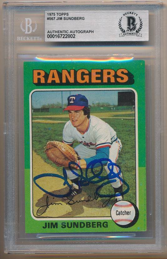 1975 TOPPS #567 JIM SUNDBERG AUTHENTIC BGS AUTO