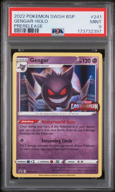 2022 Pokemon - Gengar (Prerelease) - SWSH241 Lost Origin Stamped PSA 9