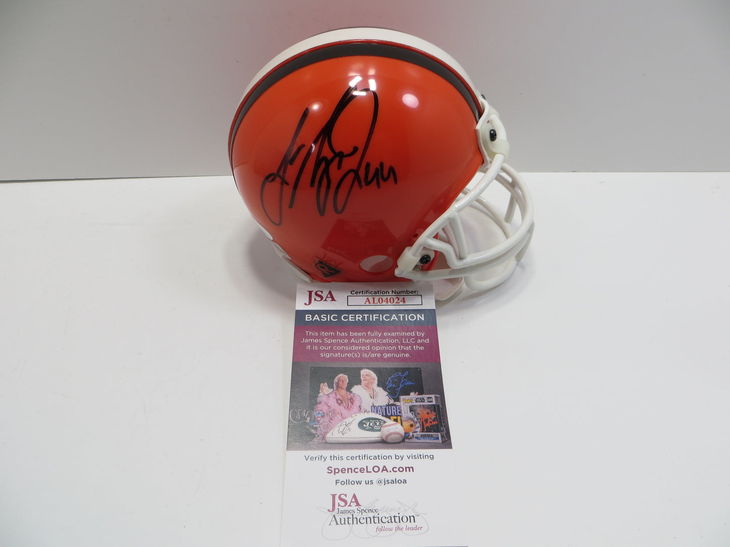 LEE SUGGS SIGNED CLEVELAND BROWNS MINI HELMET Virginia Tech Hokies JSA