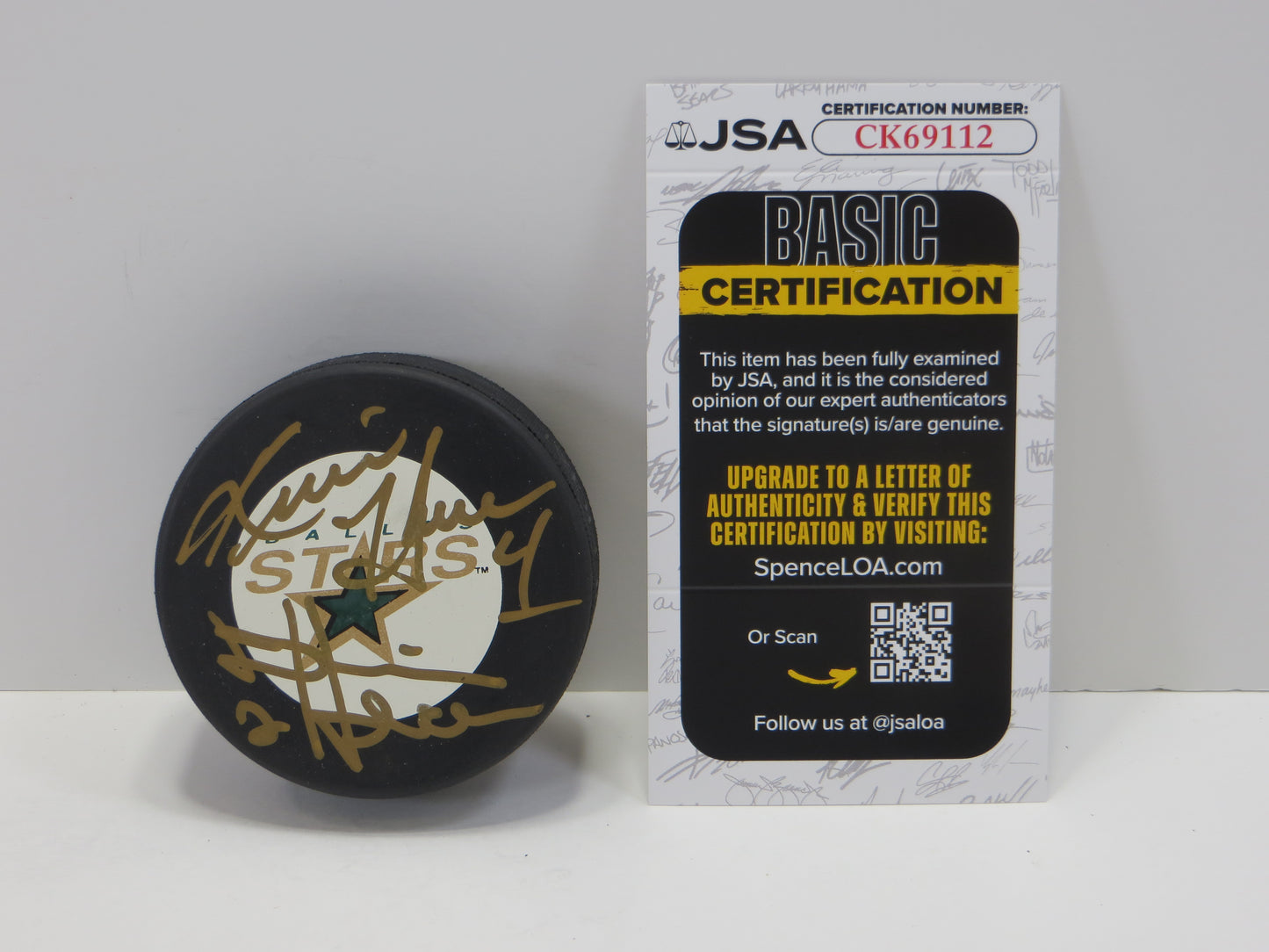 KEVIN DERIAN HATCHER SIGNED DALLAS STARS PUCK JSA