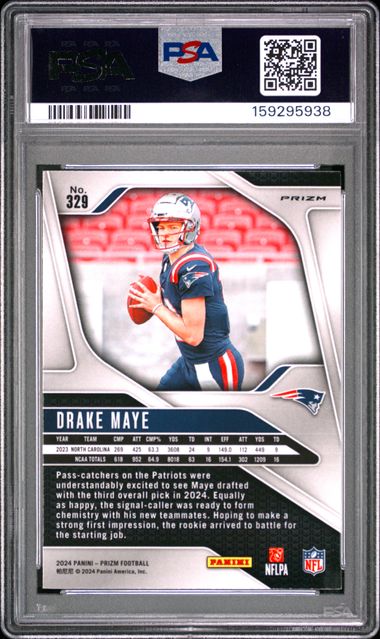 2024 Panini Prizm Drake Maye Rookie Silver Prizm #329 PSA 9