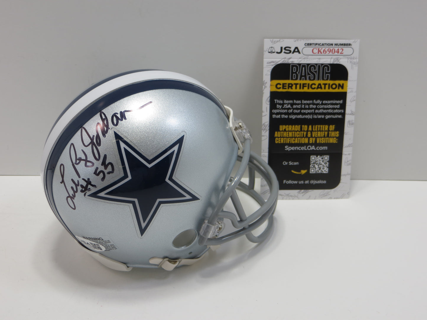 LEE ROY JORDAN SIGNED COWBOYS MINI HELMET JSA