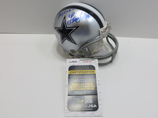LEON LETT SIGNED DALLAS COWBOYS RIDDELL MINI HELMET w/BIG CAT JSA COA