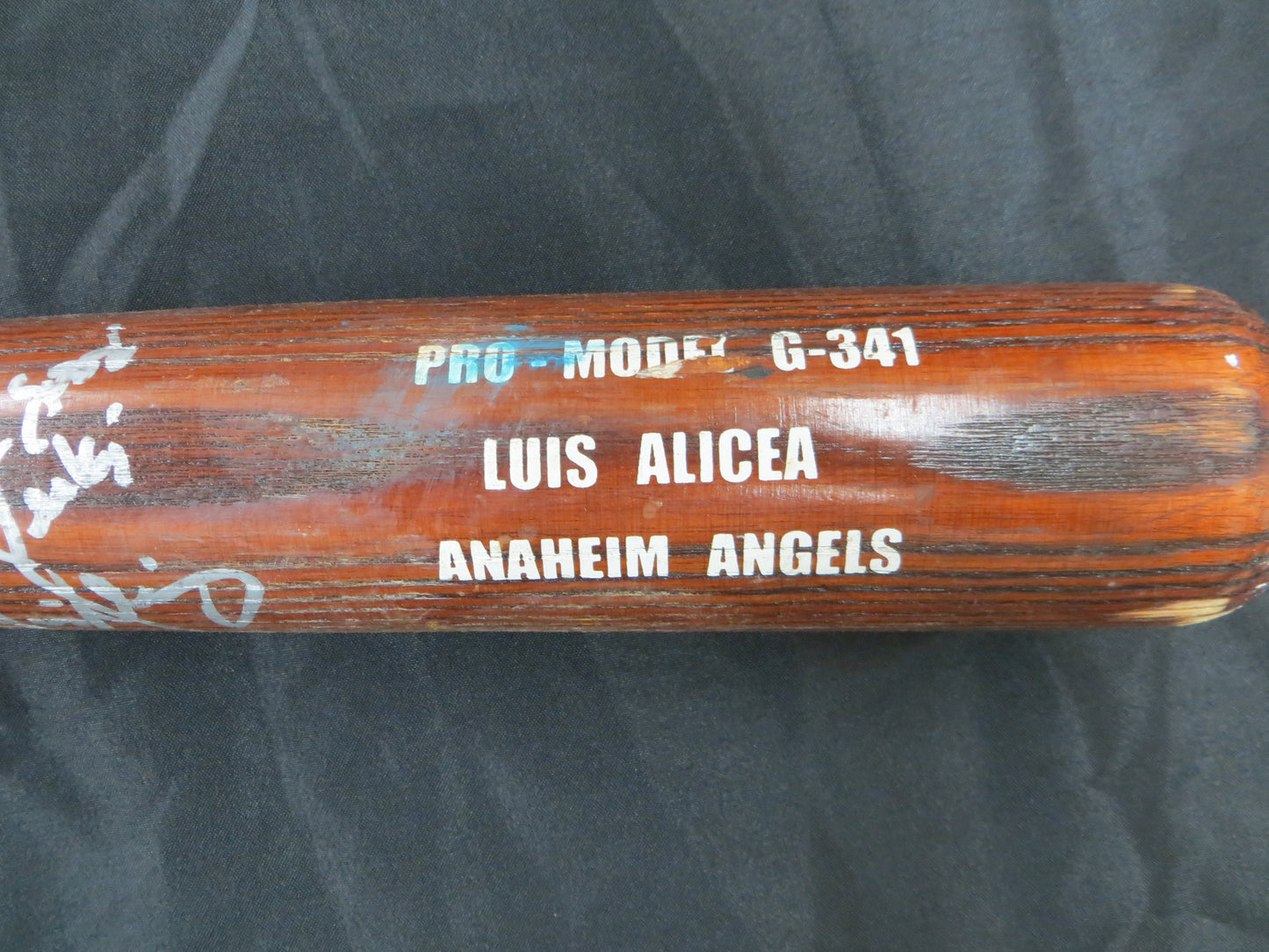 LUIS ALICEA ANAHEIM ANGELS SIGNED GAME USED GLOMAR BASEBALL BAT JSA COA