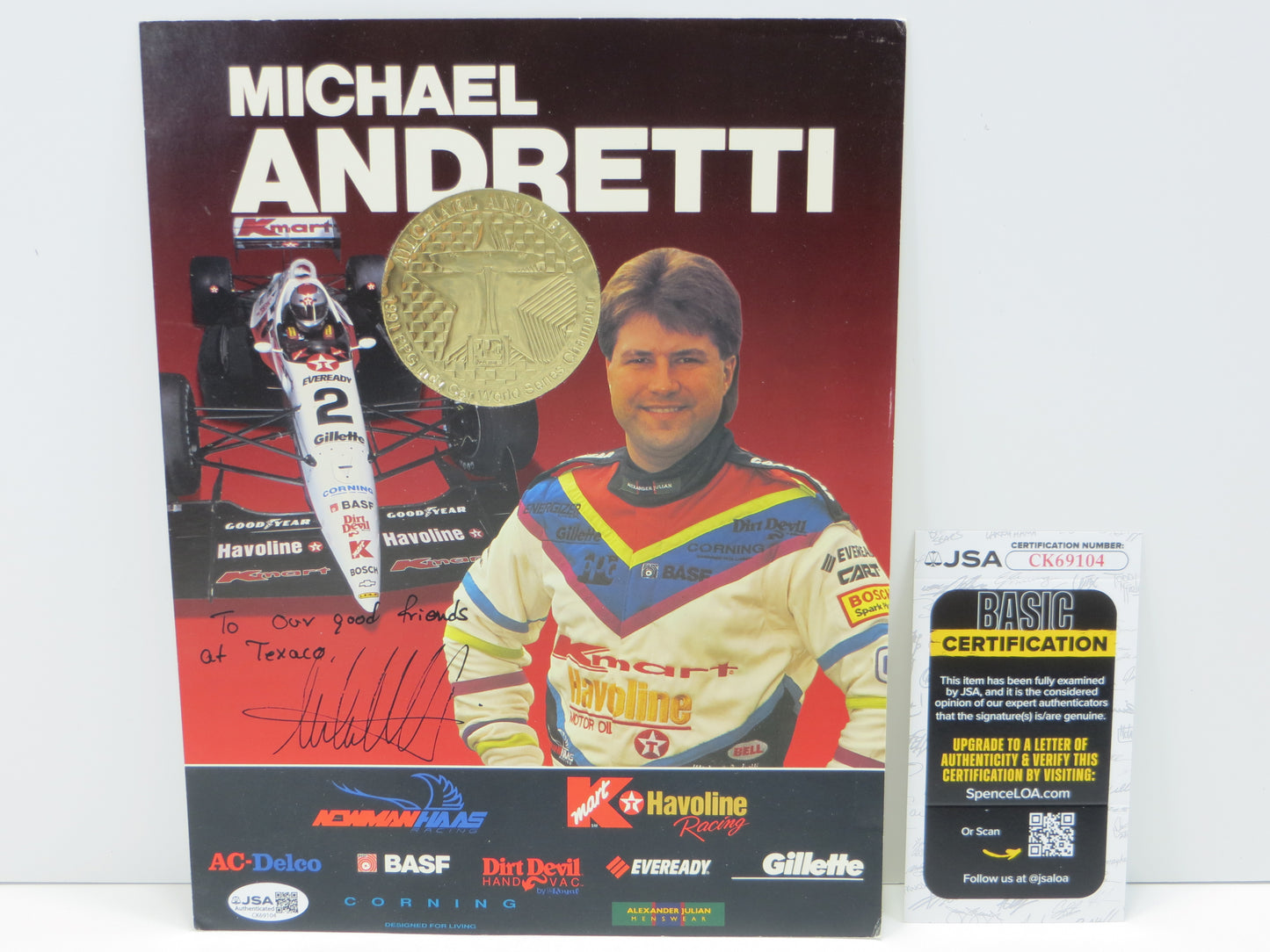 MICHAEL ANDRETTI SIGNED NASCAR 8x10 JSA