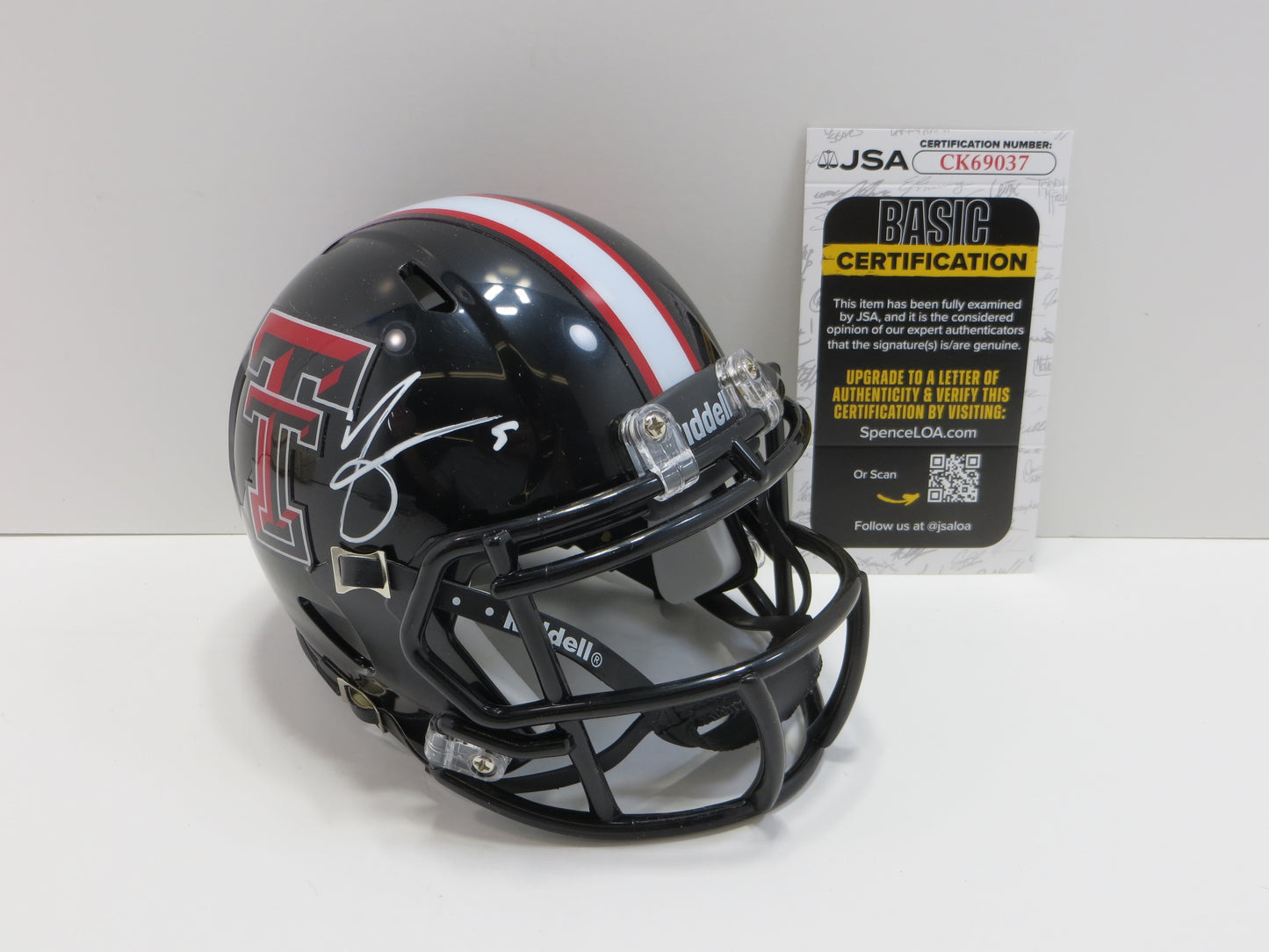 MICHAEL CRABTREE SIGNED TECH MINI HELMET JSA