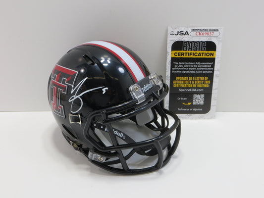 MICHAEL CRABTREE SIGNED TECH MINI HELMET JSA