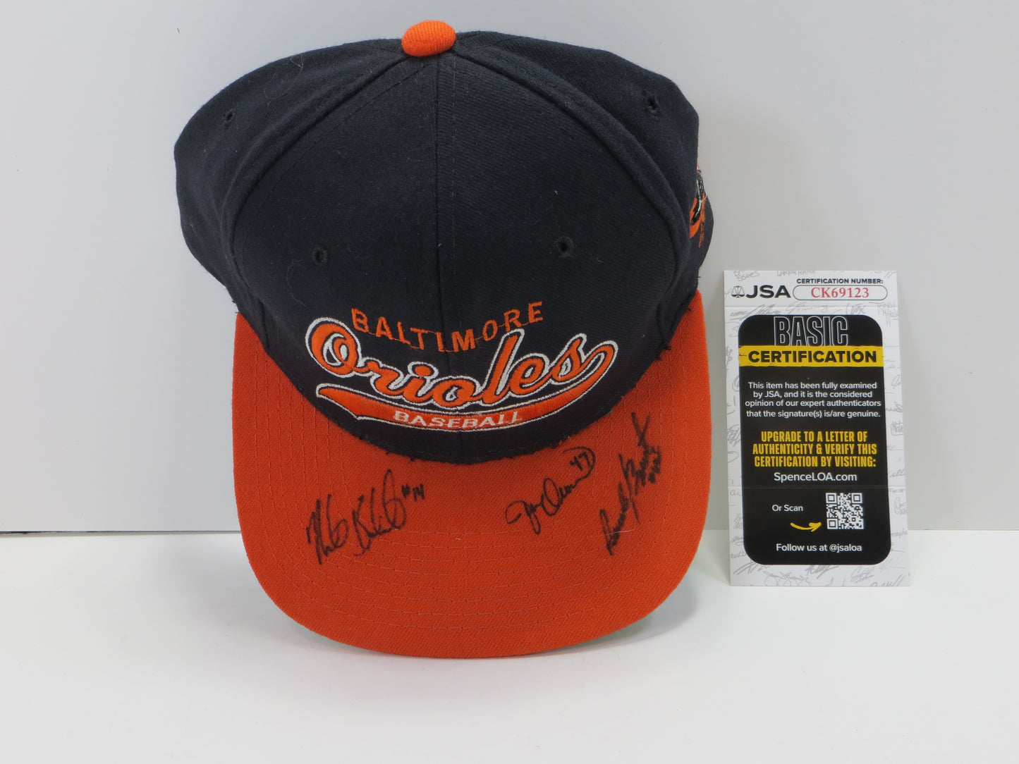 MIKE BORDICK JOE OSULEK SIGNED ORIOLES HAT JSA