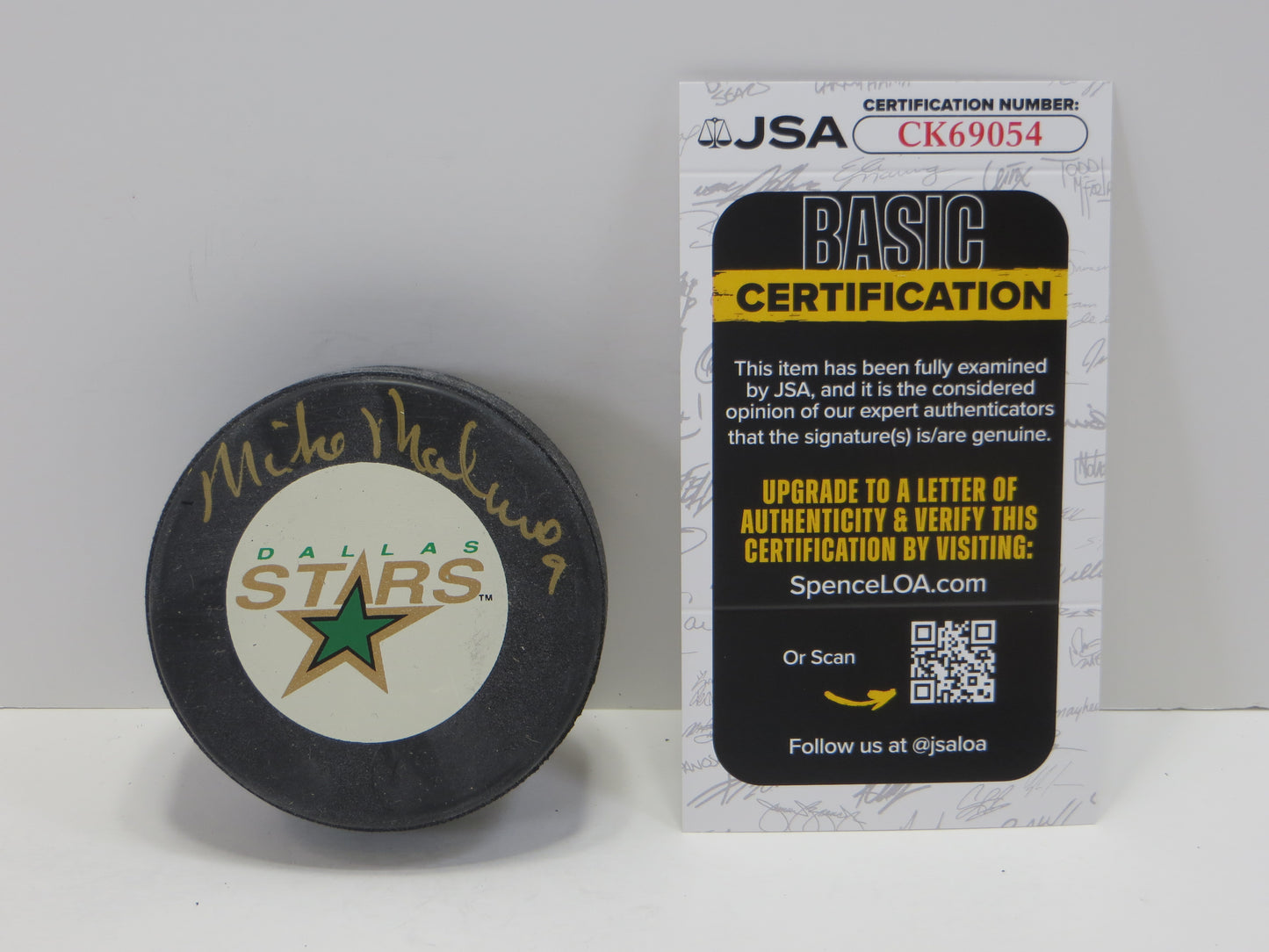 MIKE MODANO SIGNED ORIGINAL LOGO PUCK JSA