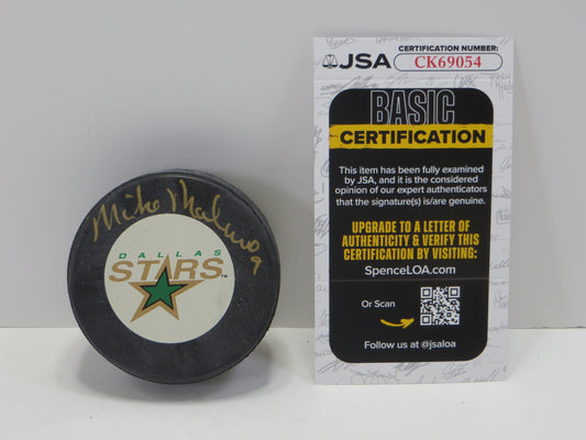 MIKE MODANO SIGNED ORIGINAL LOGO PUCK JSA