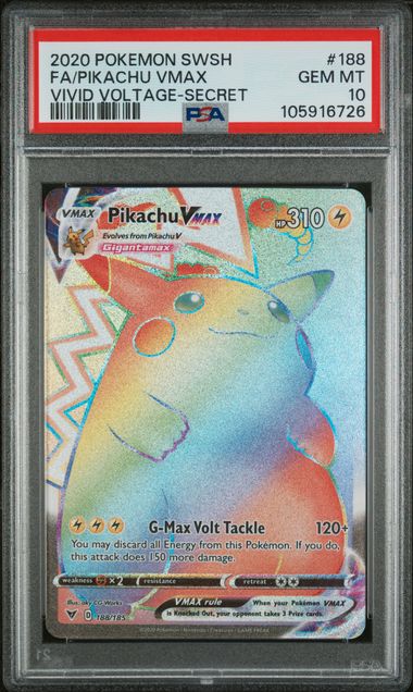 2020 Pokemon - Pikachu VMAX (Secret) - 188/185 Vivid Voltage PSA 10